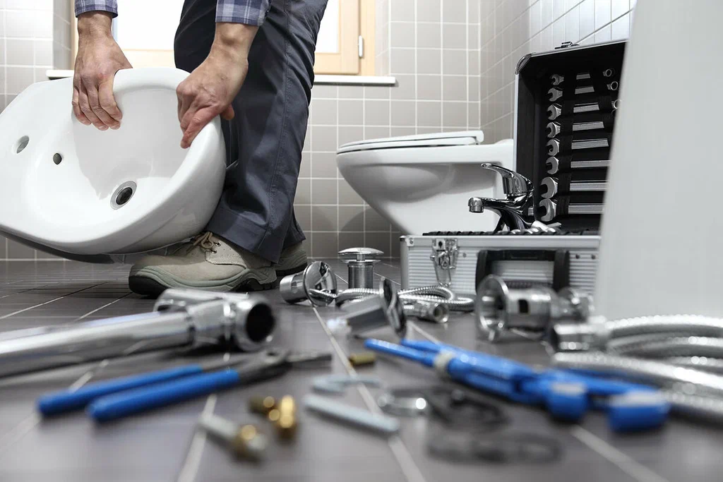 Plumbing tools prepared for a bathroom repair in Redmond