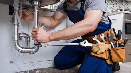 Technician using electronic equipment to detect a plumbing leak in Redmond
